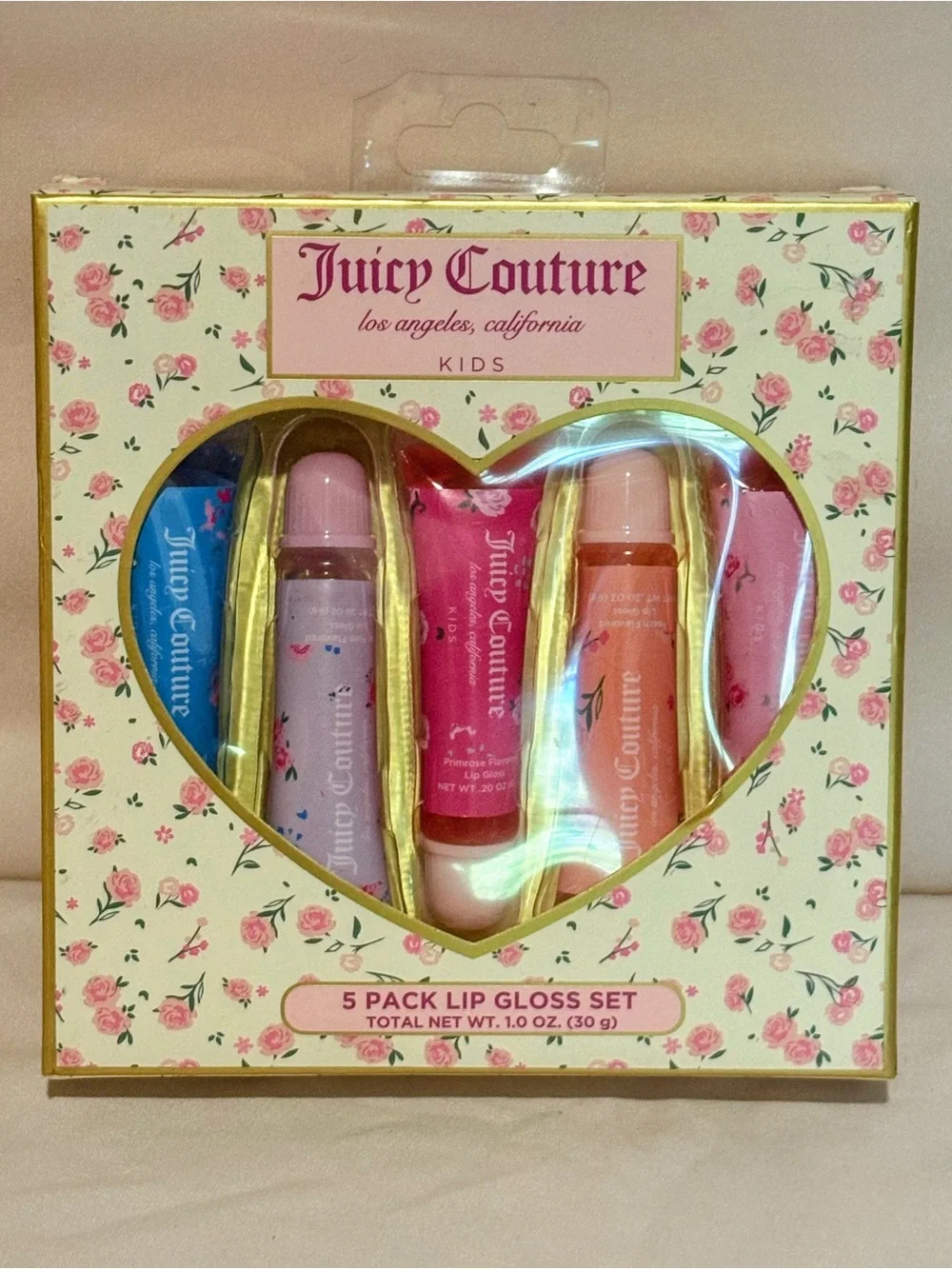 Juicy Couture Kids 5-Pack Lip Gloss Set - Blue, Pink, Red, Peach, Purple
